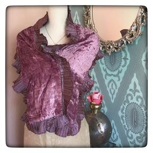 Romantic Velvet Wrap/ Shawl w crepe ruffles